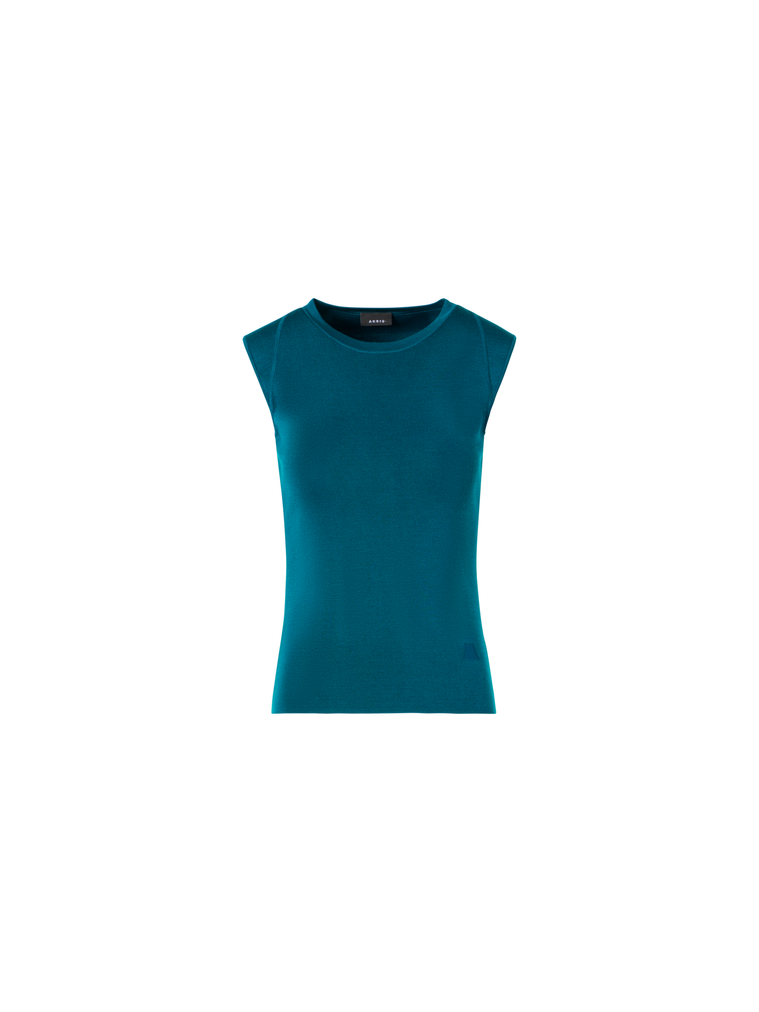 Designer Sleeveless Stretch-Silk Knit Top - blue