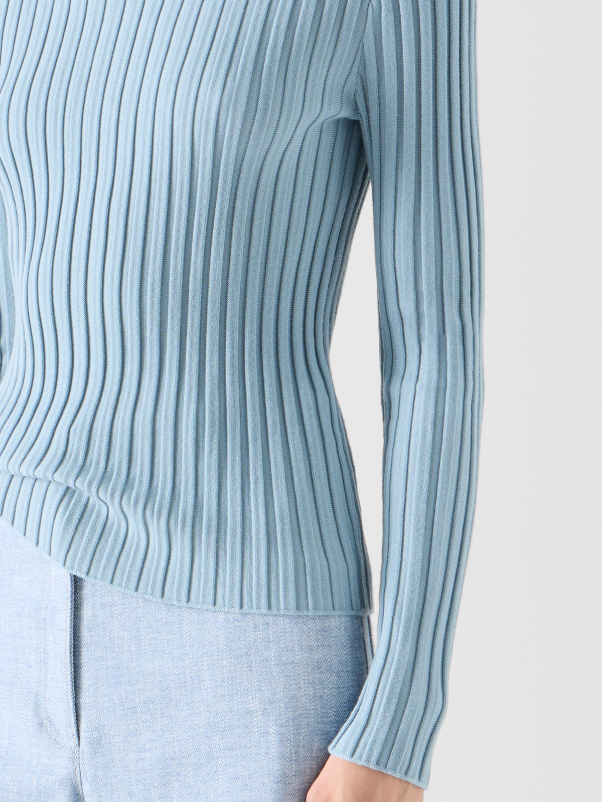 Designer Reversed Rib Merino Knit Turtleneck - blue #editorial
