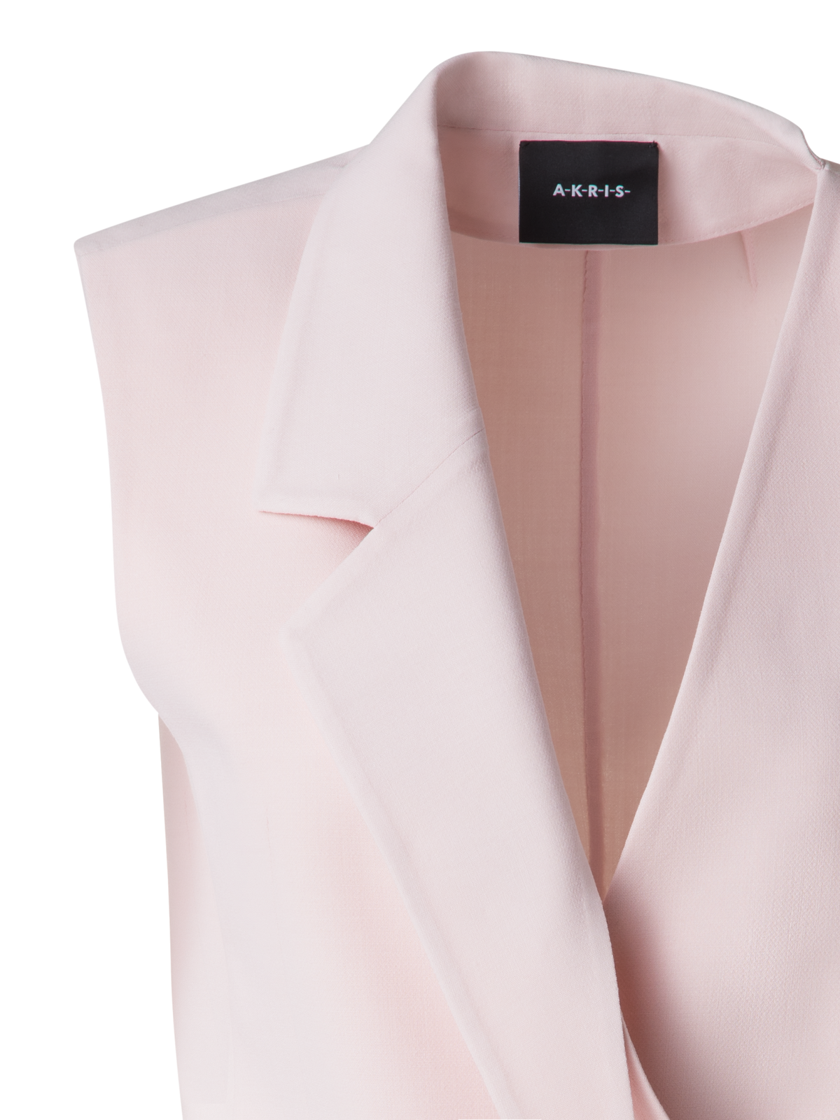 Designer Asymmetrical Gilet in Wool Double-Face - pastel - pink