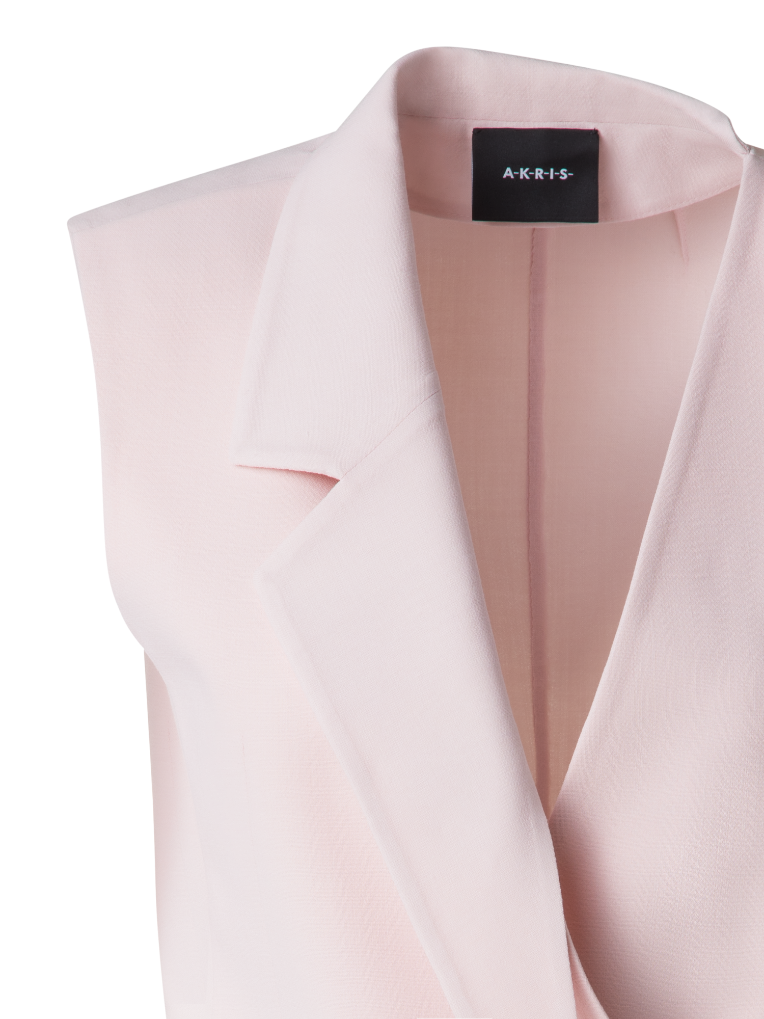 Designer Asymmetrical Gilet in Wool Double-Face - pastel - pink