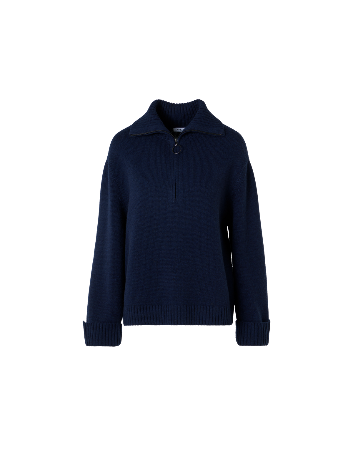 Designer Chunky Yak Knit Sweater - navy