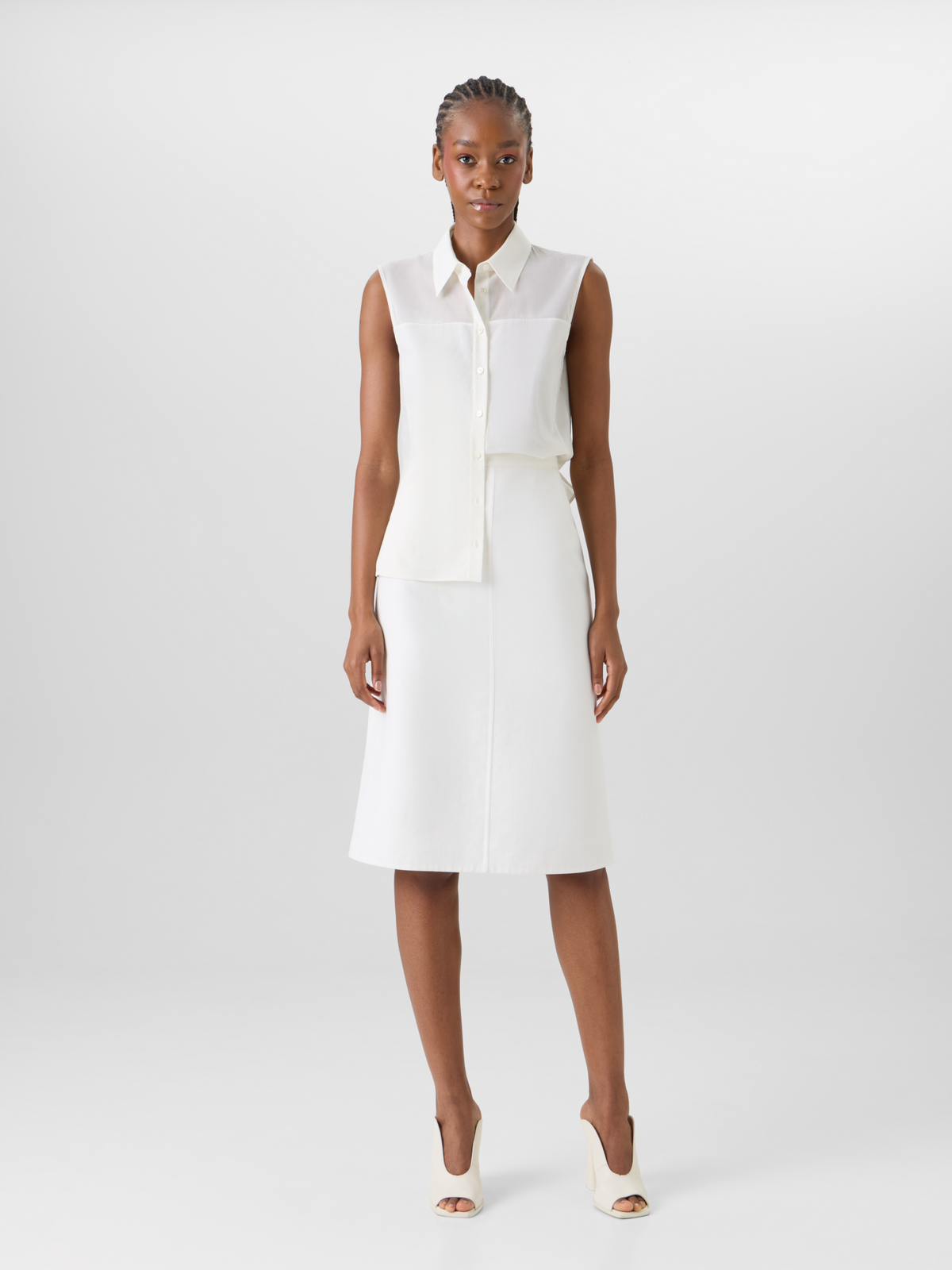Designer Cotton-Silk Double-Face Skirt - ecru #editorial