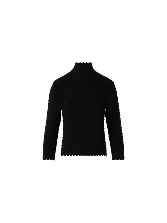 Designer 3D Textured Viscose Knit Sweater - black