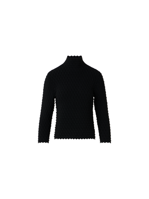 Designer 3D Textured Viscose Knit Sweater - black