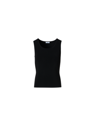 Designer Fitted Viscose Blend Knit Tank Top - black