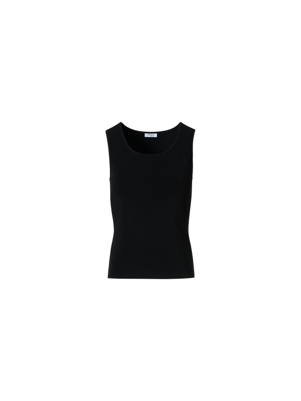 Designer Fitted Viscose Blend Knit Tank Top - black