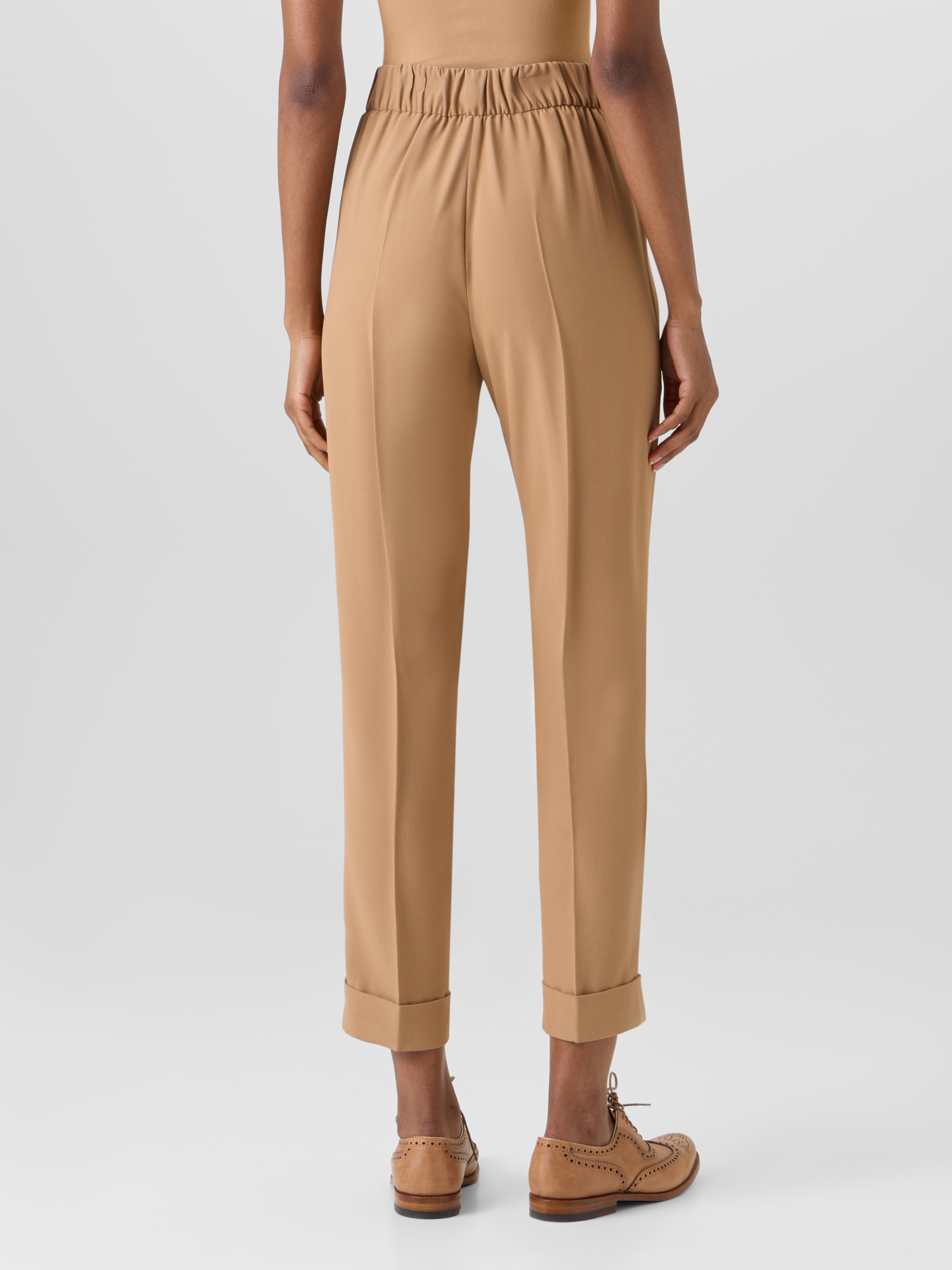 Designer Chris Tapered Pants in Acetate-Viscose Crêpe - brown 