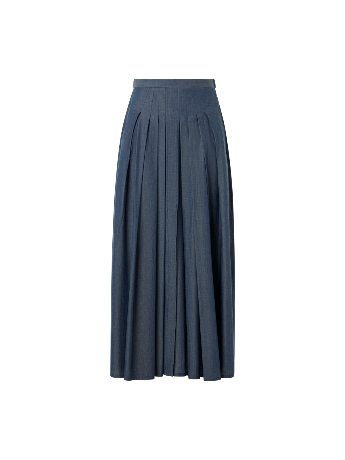 Designer Sea Island Cotton Midi Skirt - blue