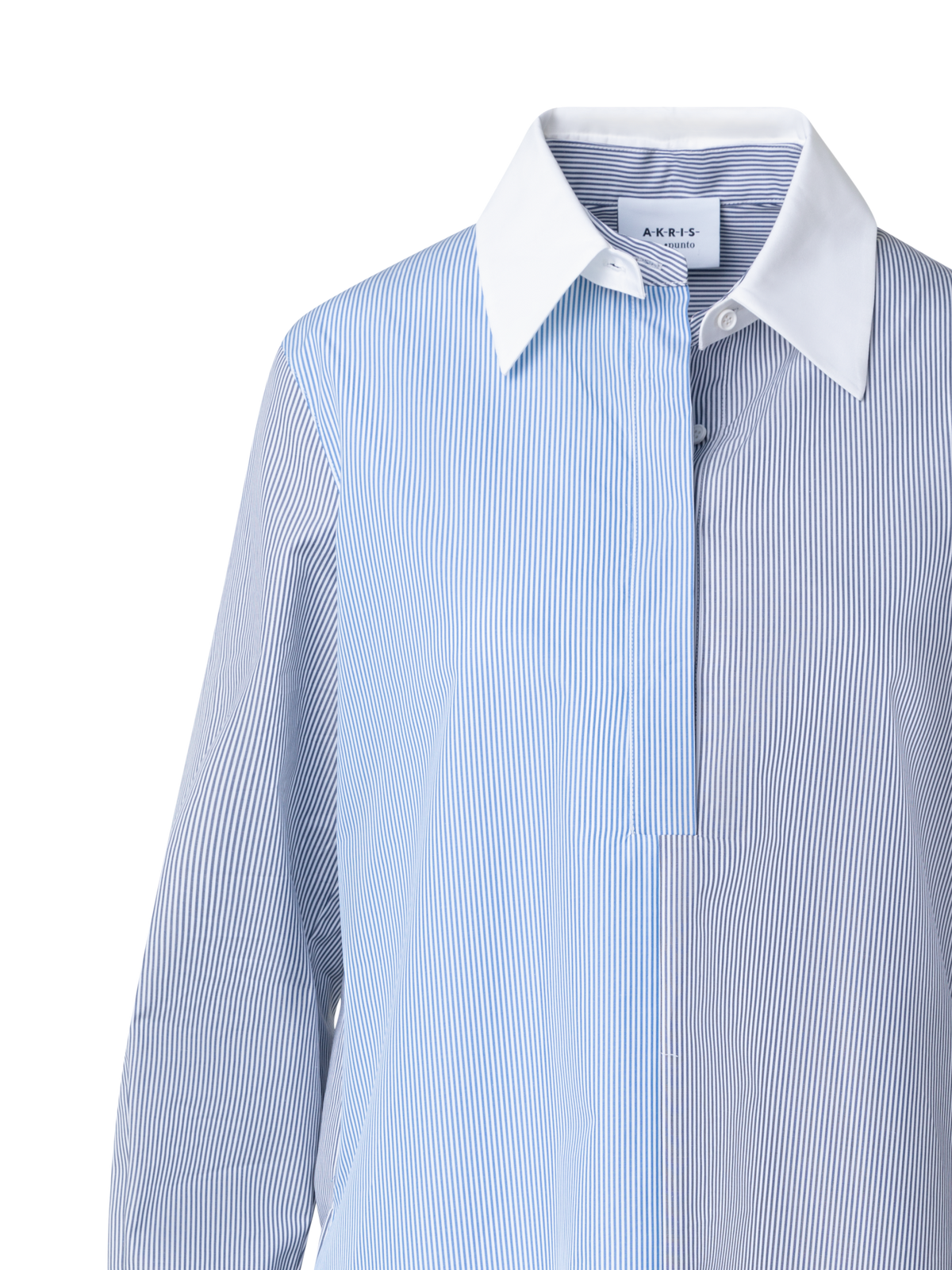 Designer Striped Shirt Dress with Removable Collar - multicolor