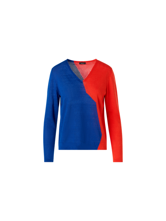 Designer Oversize Sweater with High Plains Intarsia - multicolor