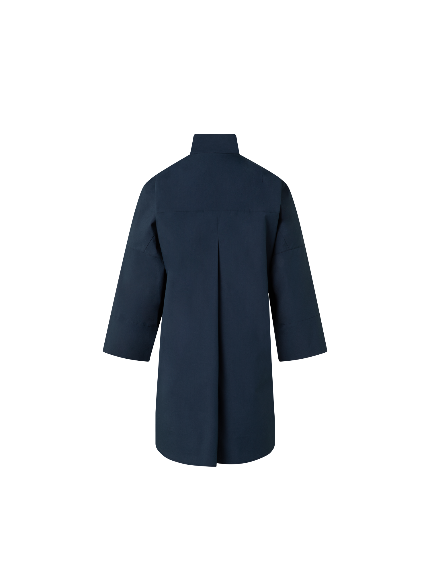 Designer Tunic Blouse in Cotton with Collar Knot - navy - blue