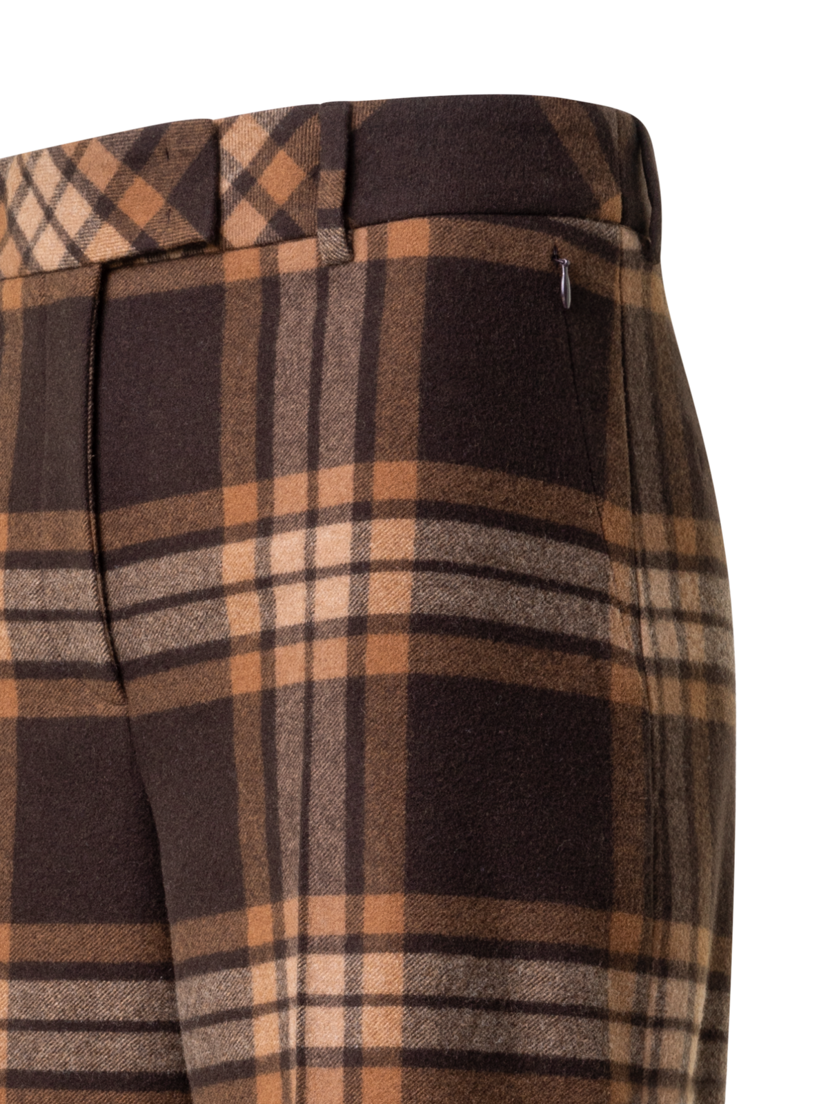 Designer Wide Wool Flannel Check Pants - brown - multicolor