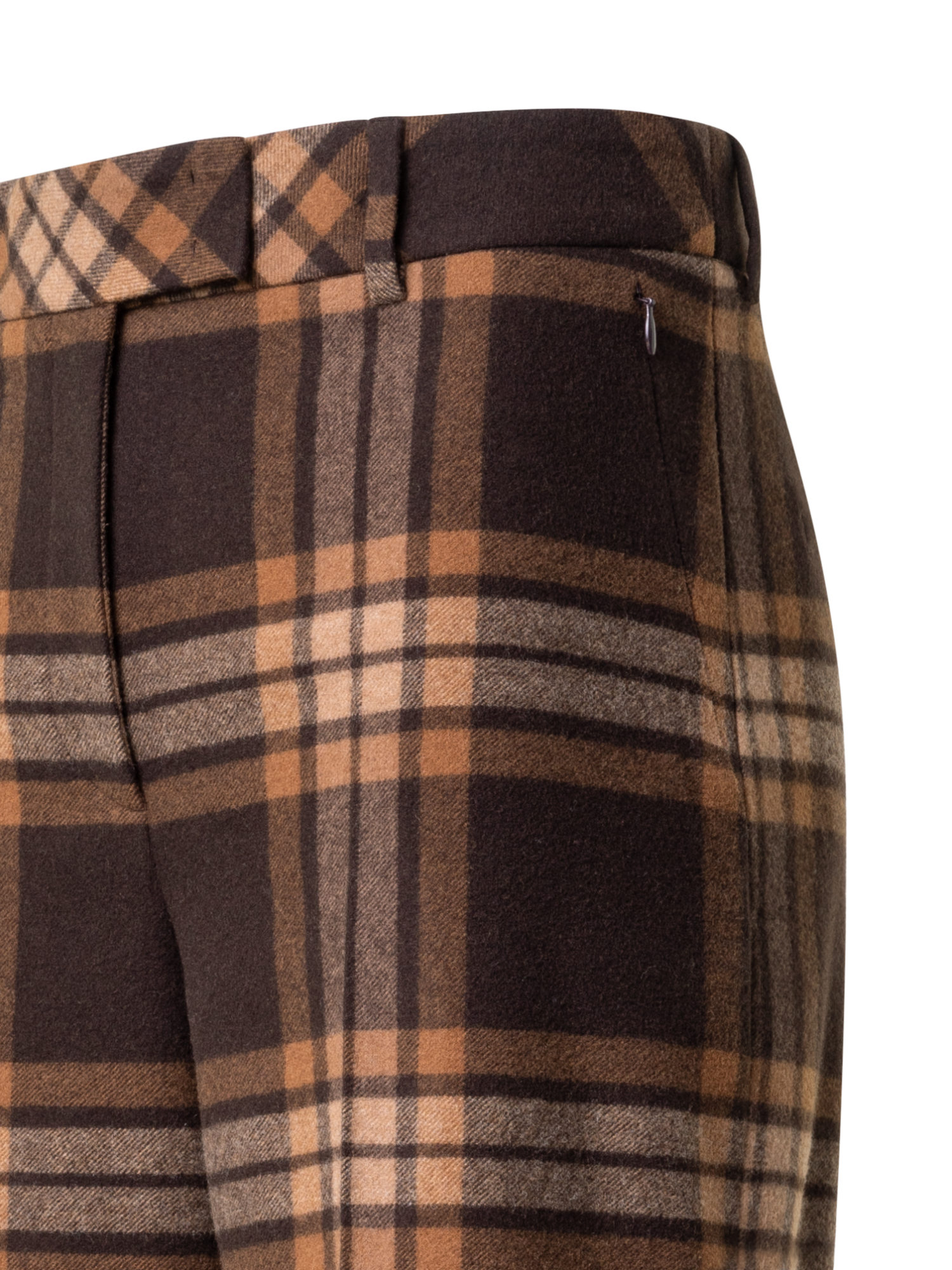 Designer Wide Wool Flannel Check Pants - brown - multicolor