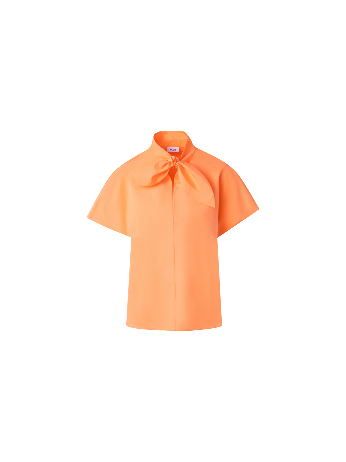 Designer Cotton Blouse with Collar Knot - pastel - orange