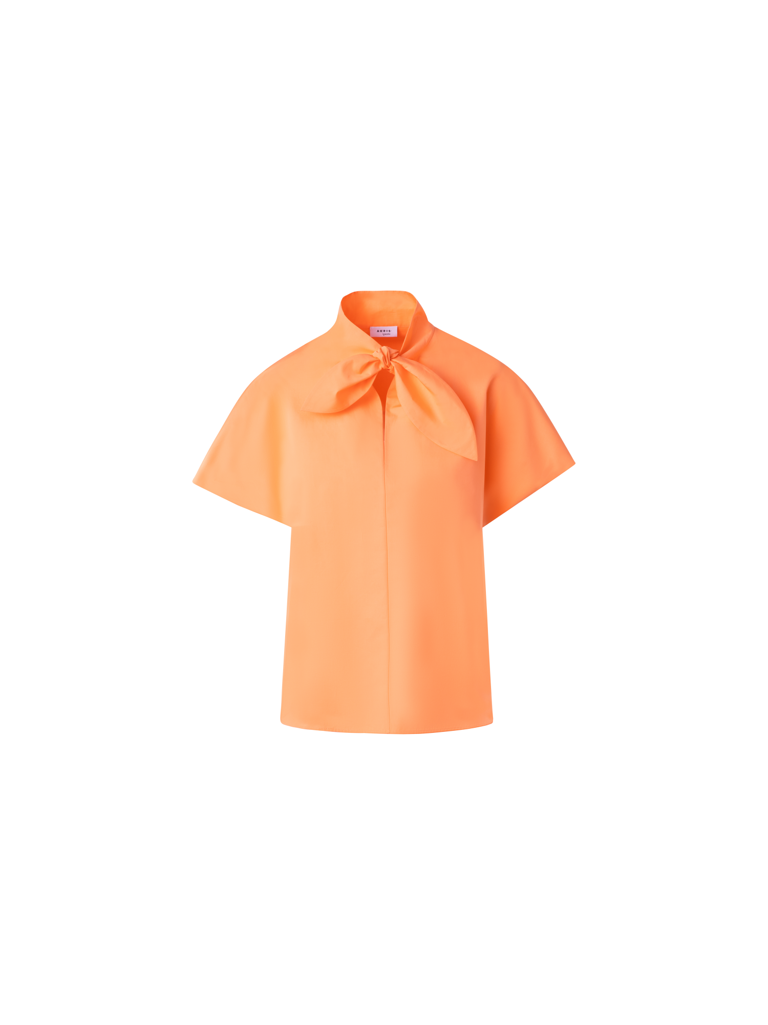 Designer Cotton Blouse with Collar Knot - pastel - orange
