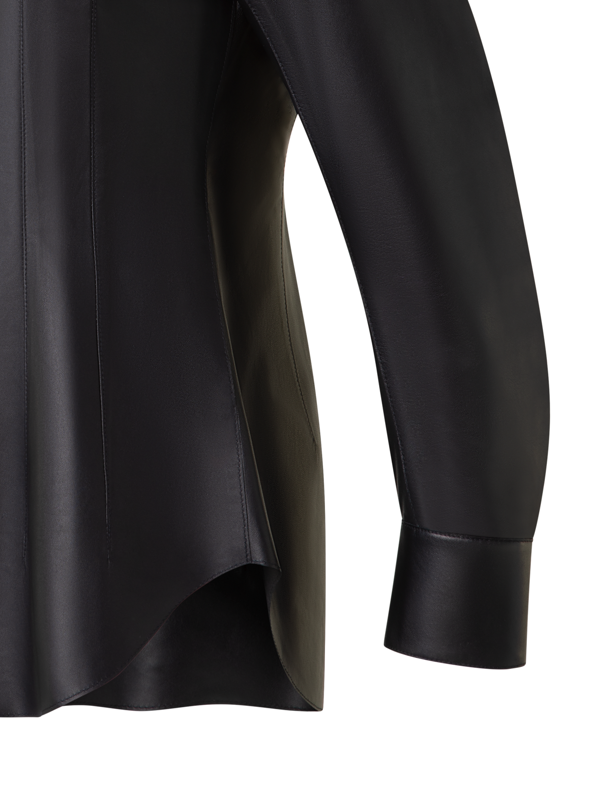 Designer Fitted Leather Blouse - black