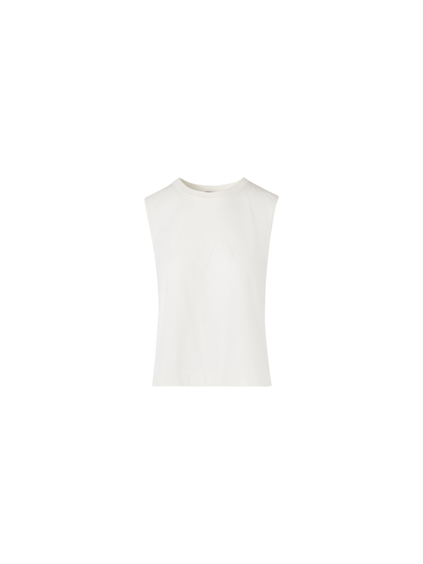 Designer Sleeveless Sea Island Cotton Knit Top - ecru