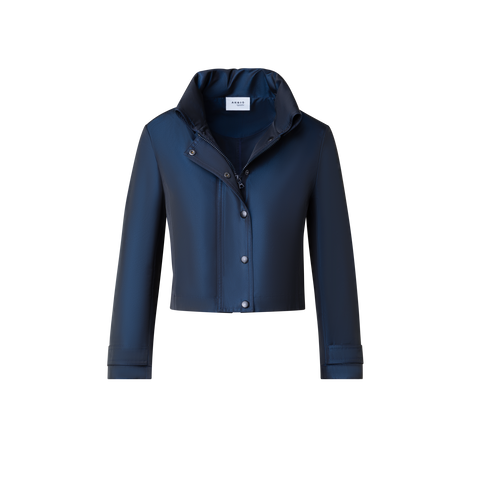 Short Water Repellent Jacket with Hidden Hood