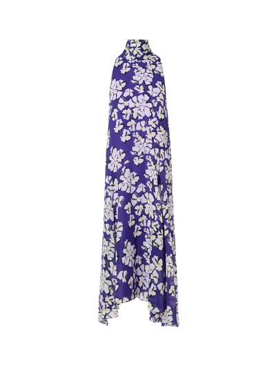 Designer Sleeveless Papercut Flower Midi Dress - purple
