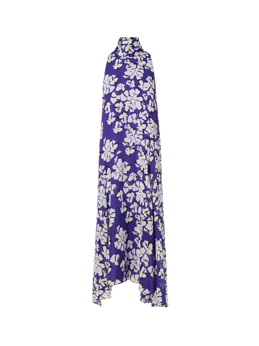 Designer Sleeveless Papercut Flower Midi Dress - purple