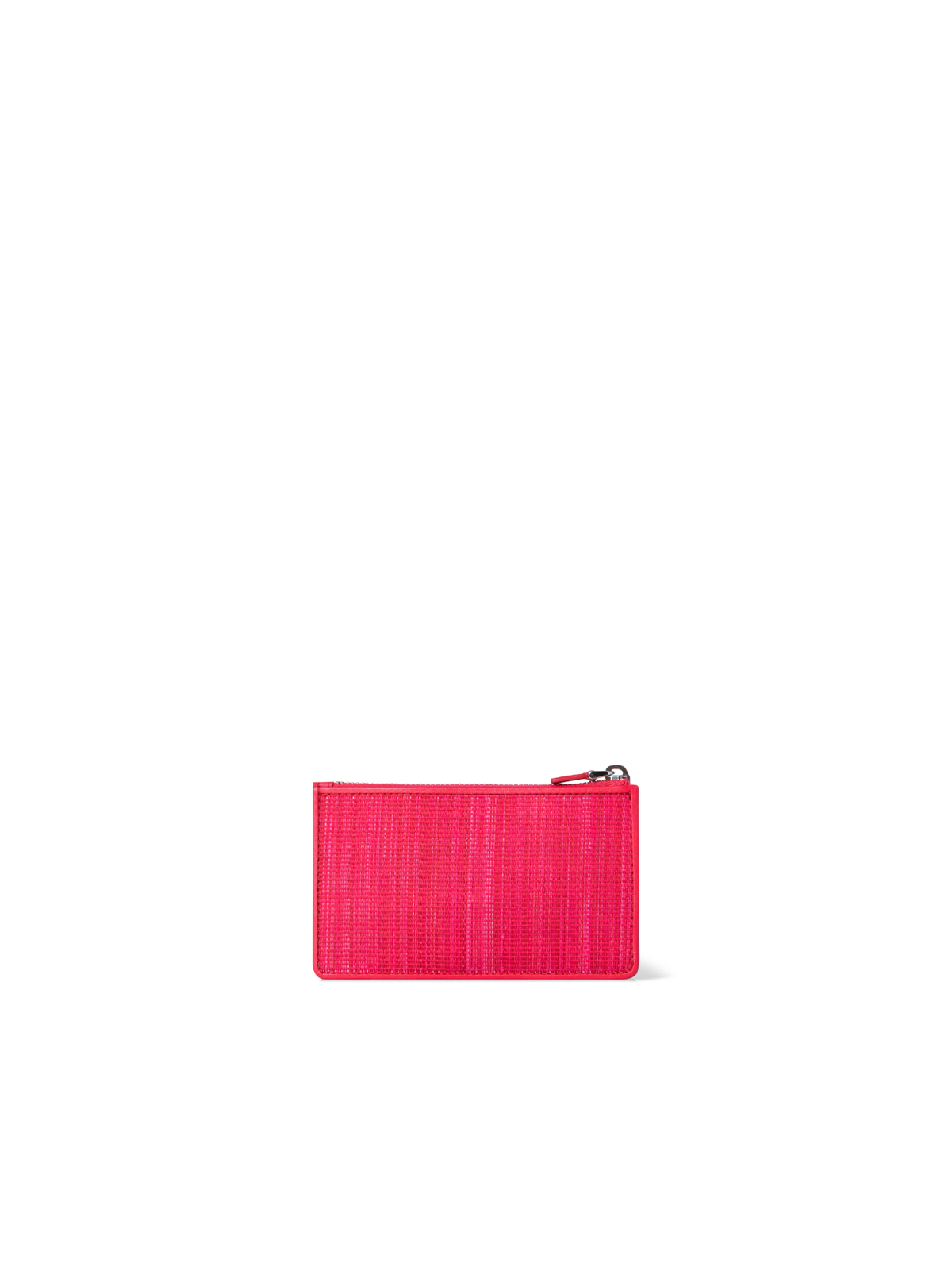 Designer Zipped Card Holder in Horsehair and Leather - red