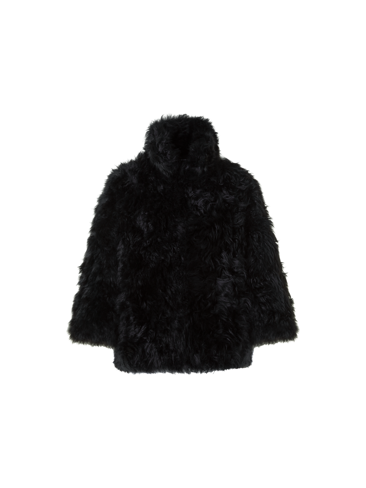 Designer Boxy Bracelet Sleeve Shearling Jacket - black - neutral