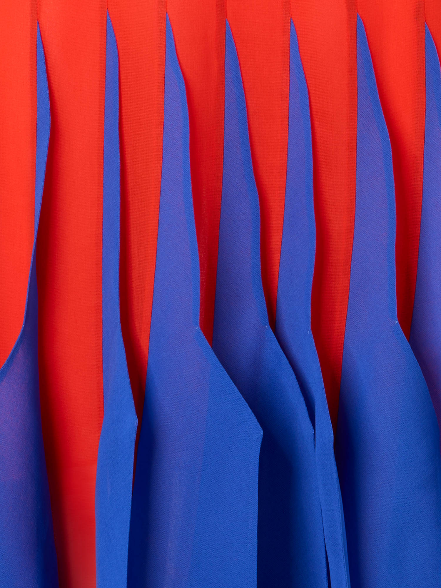 Designer Silk Midi Dress with High Plains Insets - multicolor - red