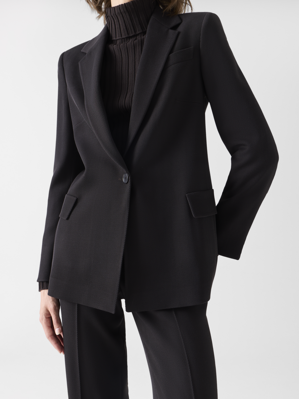 Designer Boyfriend Blazer in Wool Tricotine - brown 