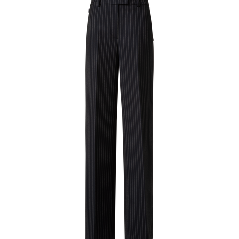 Wide Wool Double-Face Pants with Pinstripes