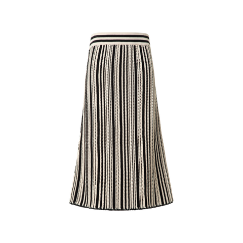 Striped Midi Skirt in Chunky Knit Cotton