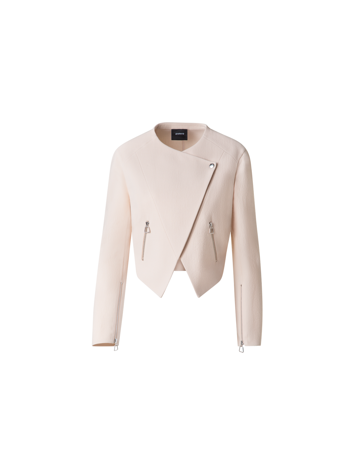 Designer Asymmetrical Fitted Jacket in Wool Double-Face - neutral - pastel - pink
