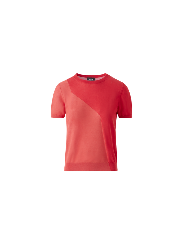 Designer Silk Cotton High Plains Intarsia Sweater - red