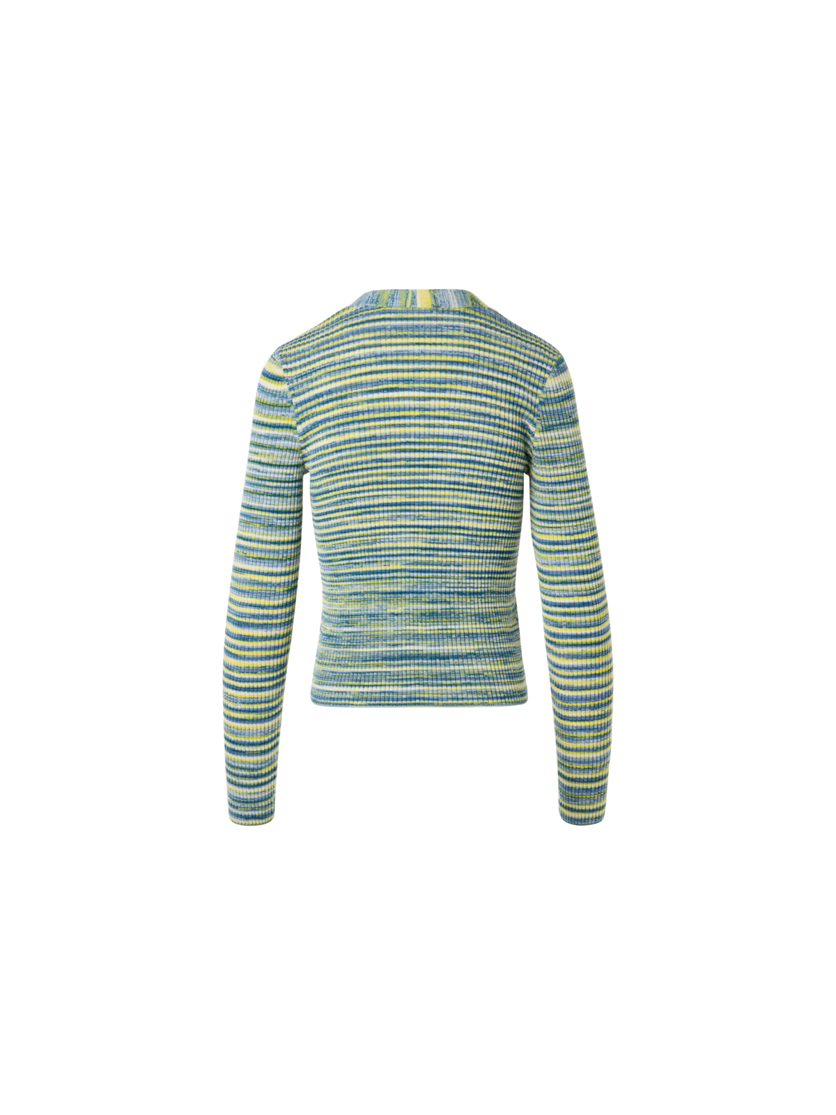 Designer Space-Dye Rib Merino Wool Knit Cardigan - multicolor