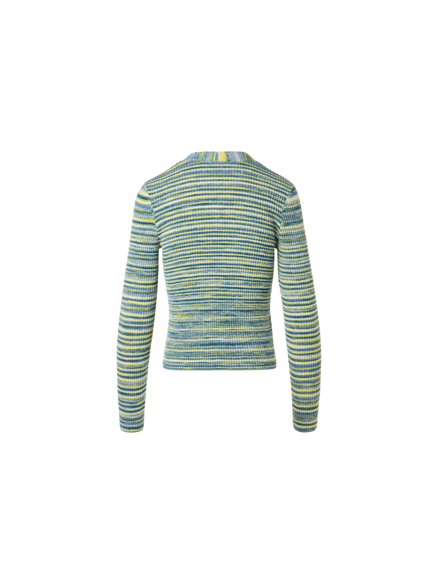 Designer Space-Dye Rib Merino Wool Knit Cardigan - multicolor