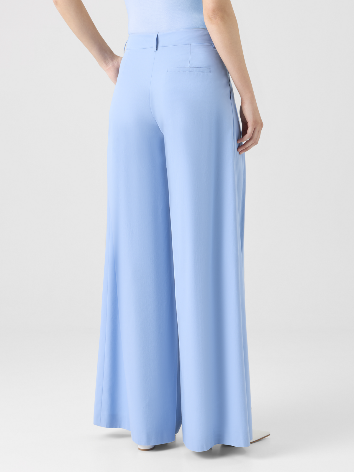 Designer Cotton Stretch Gabardine Wide-Leg Pants - navy - blue #editorial