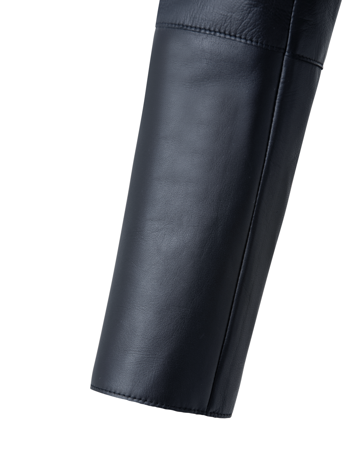 Designer Cropped Leather Jacket - navy - blue