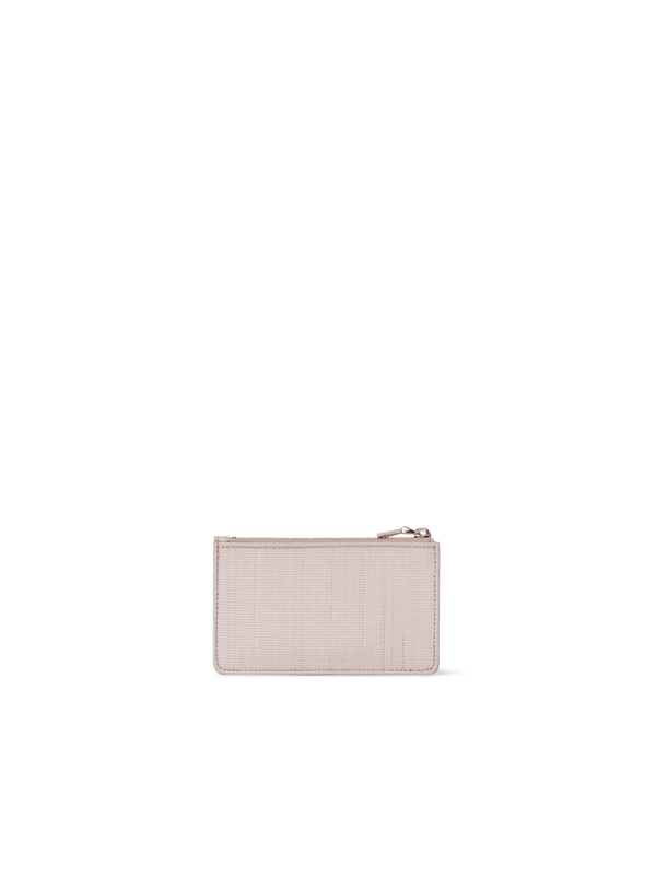 Designer Zipped Card Holder in Horsehair and Leather - neutral - beige