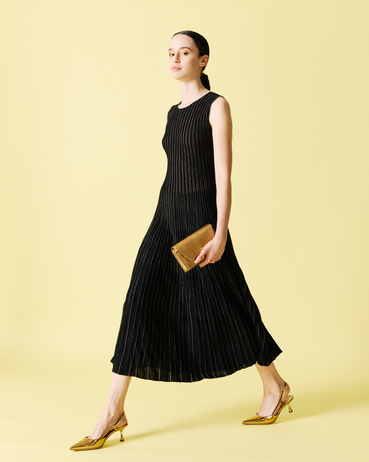 Knit Dress with Golden Lurex Stripes – Akris Inc.