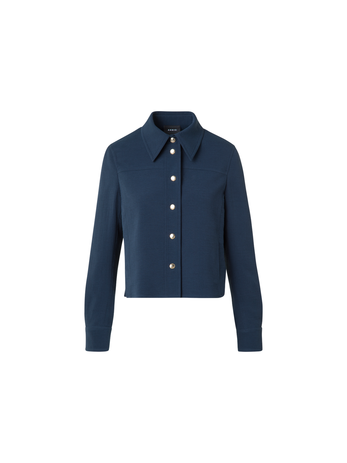 Designer Short Boxy Jacket in Cotton Double-Face - neutral - navy - blue