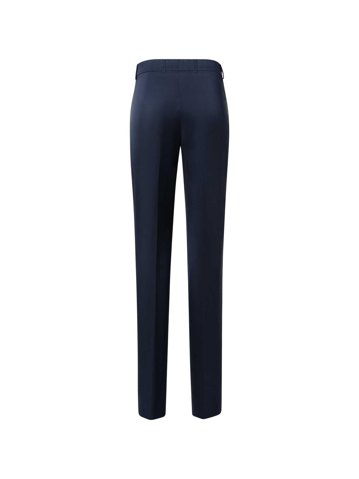 Designer Straight Silk Gabardine Pants - navy - blue