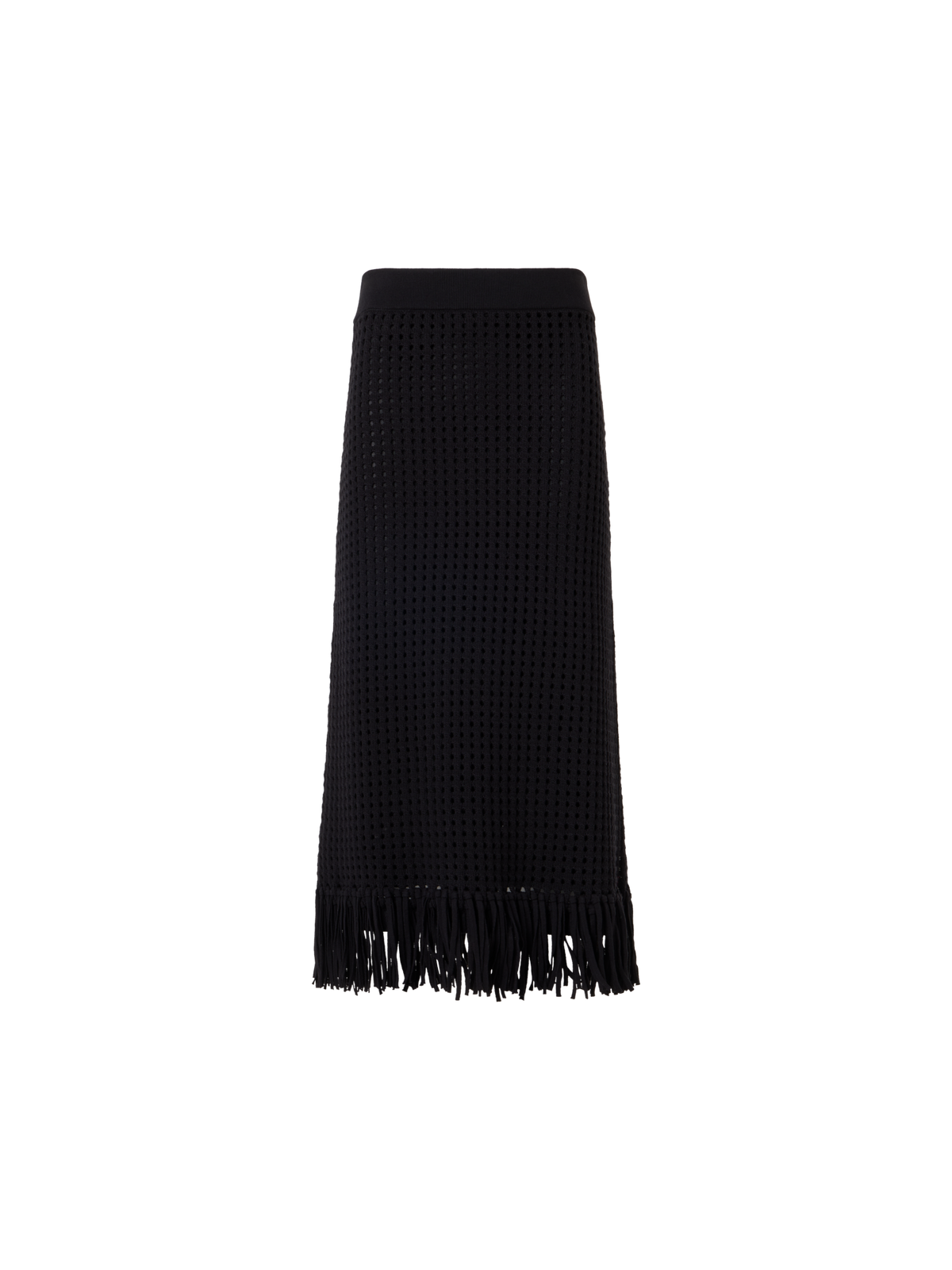 Designer Chunky Cotton Mesh Knit Tube Skirt - black