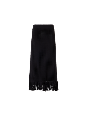 Designer Chunky Cotton Mesh Knit Tube Skirt - black