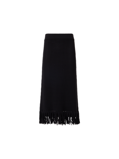 Designer Chunky Cotton Mesh Knit Tube Skirt - black