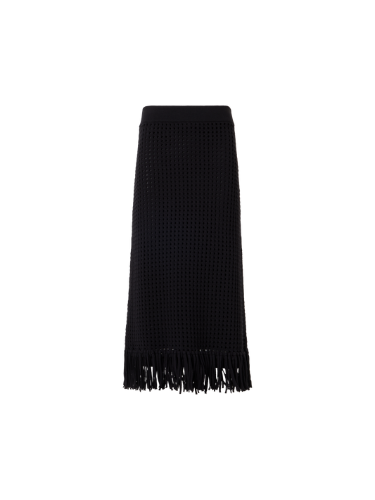 Designer Chunky Cotton Mesh Knit Tube Skirt - black