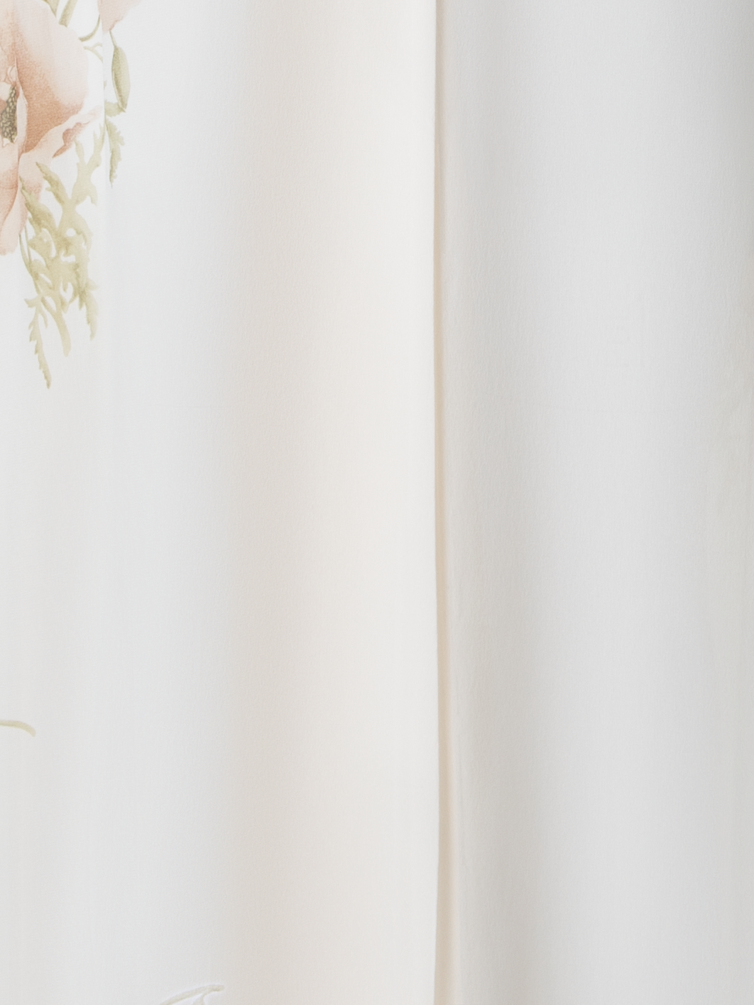 Designer Silk Trench Coat with Anemone Print  - neutral - pastel - multicolor - ecru - white