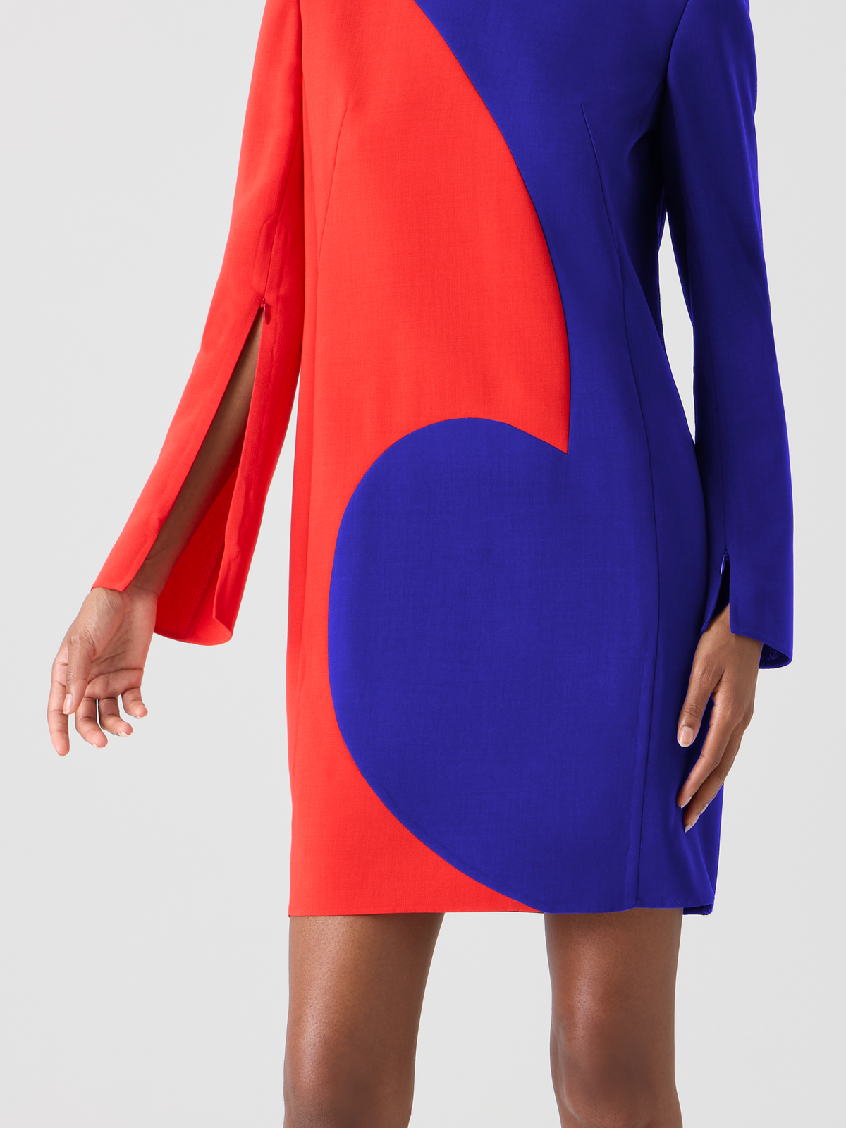 Designer Sheath Dress with Vortex Patchwork - multicolor