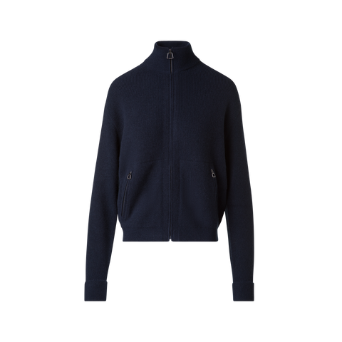 Ribbed Zip Cardigan in Cashmere Knit