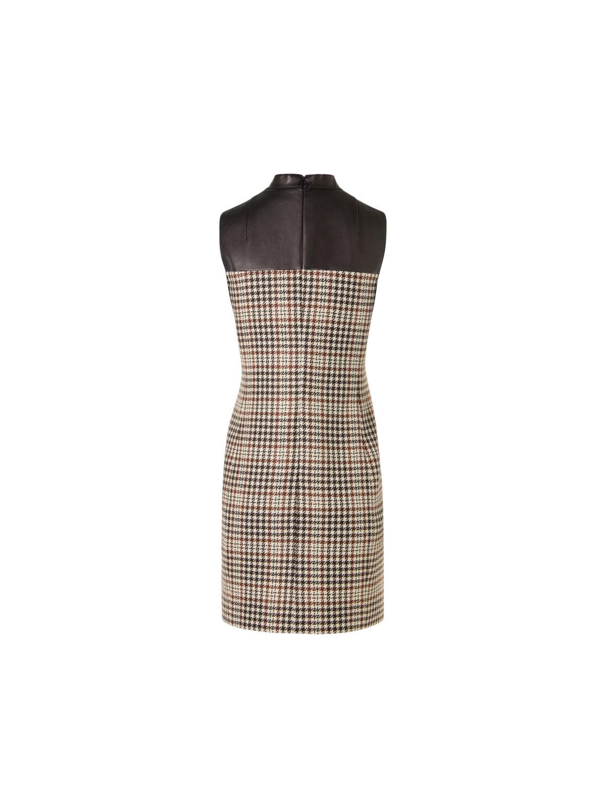 Designer Sleeveless Mini Shift Dress in Check Tweed - multicolor