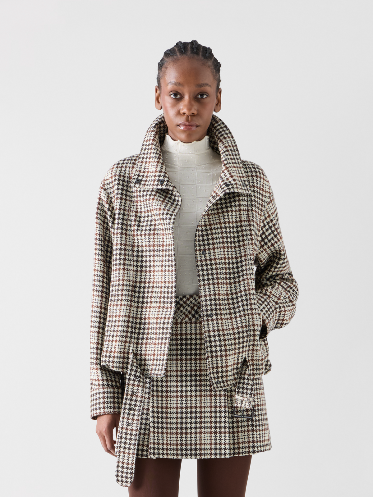 Designer Blouson in Check Tweed - brown - multicolor 