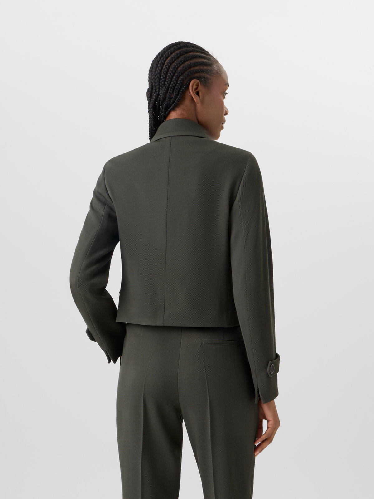 Designer Long-Sleeve Glen-Check Heavy Wool Twill Jacket - green #editorial